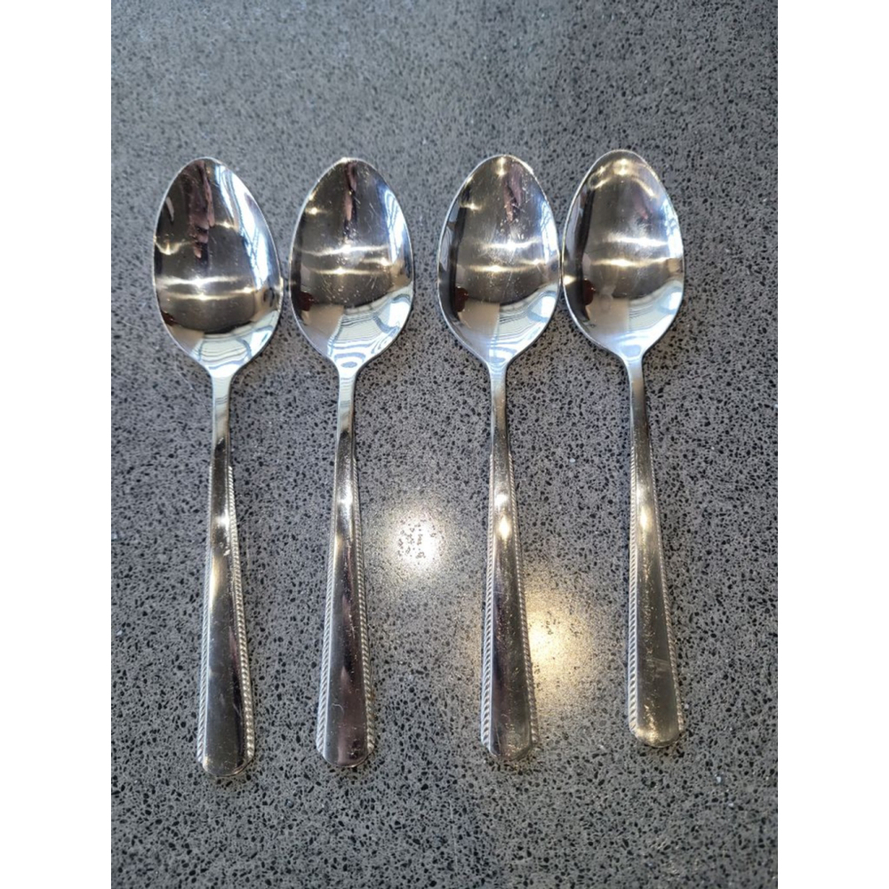 Set of 4 Oneida Gable Teaspoons Stainless Steel Flatware 6"